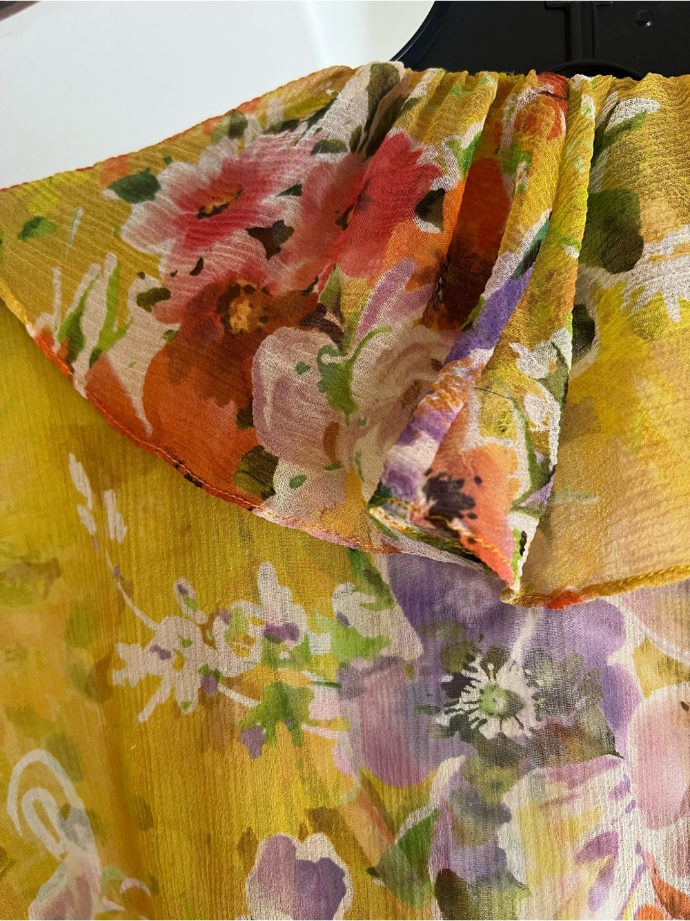 Lauren Ralph Lauren Floral Silk Top - Yellow & Coral - Picture 4 of 5